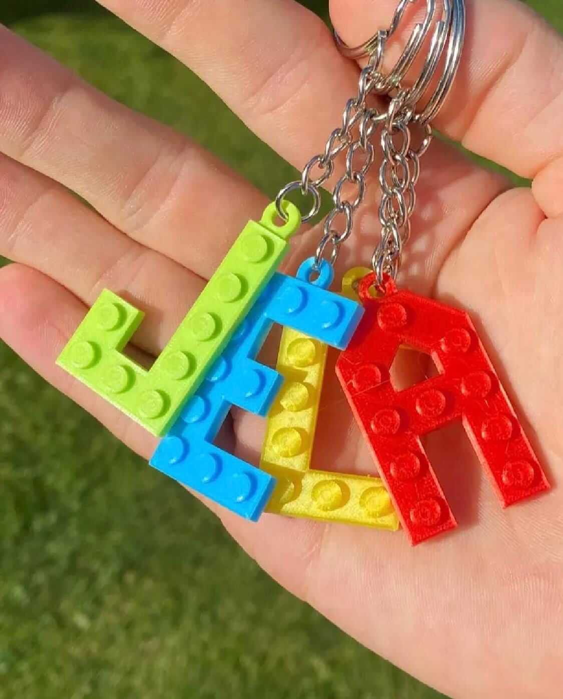 Custom Letter Keychain | Personalized Name Keyring | Colorful Initial Keychain Gift Charm | Brick Style Keych-Digital Chaotik