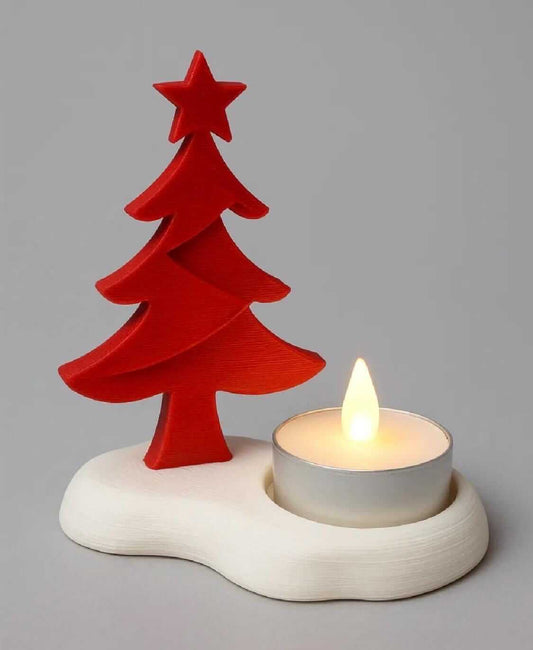 Red Christmas Tree Tealight Holder – Modern Holiday Centerpiece-Digital Chaotik