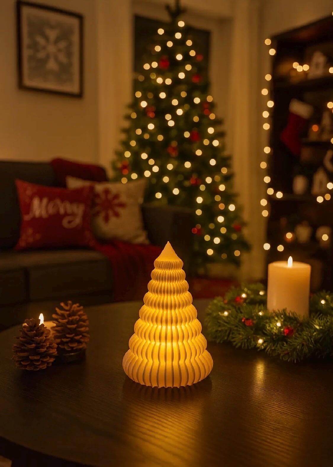 3D Printed Christmas Tree Tealight Holder | Modern Holiday Decor-Digital Chaotik