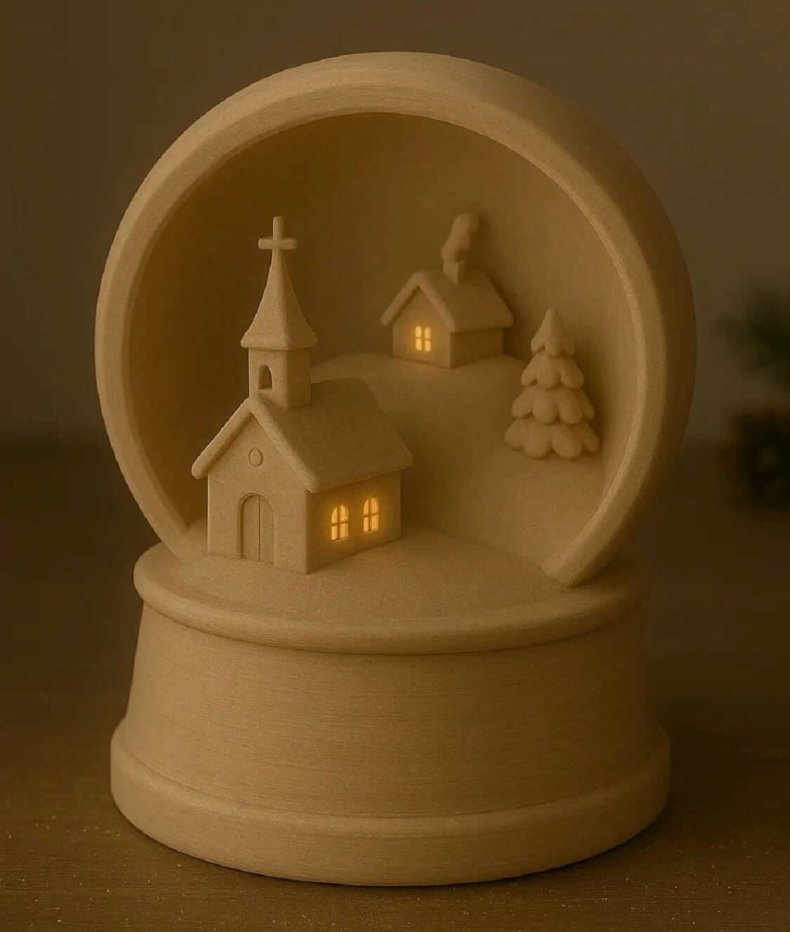 3D Printed Light-Up Winter Village – Christmas Snow Globe Decor-Digital Chaotik