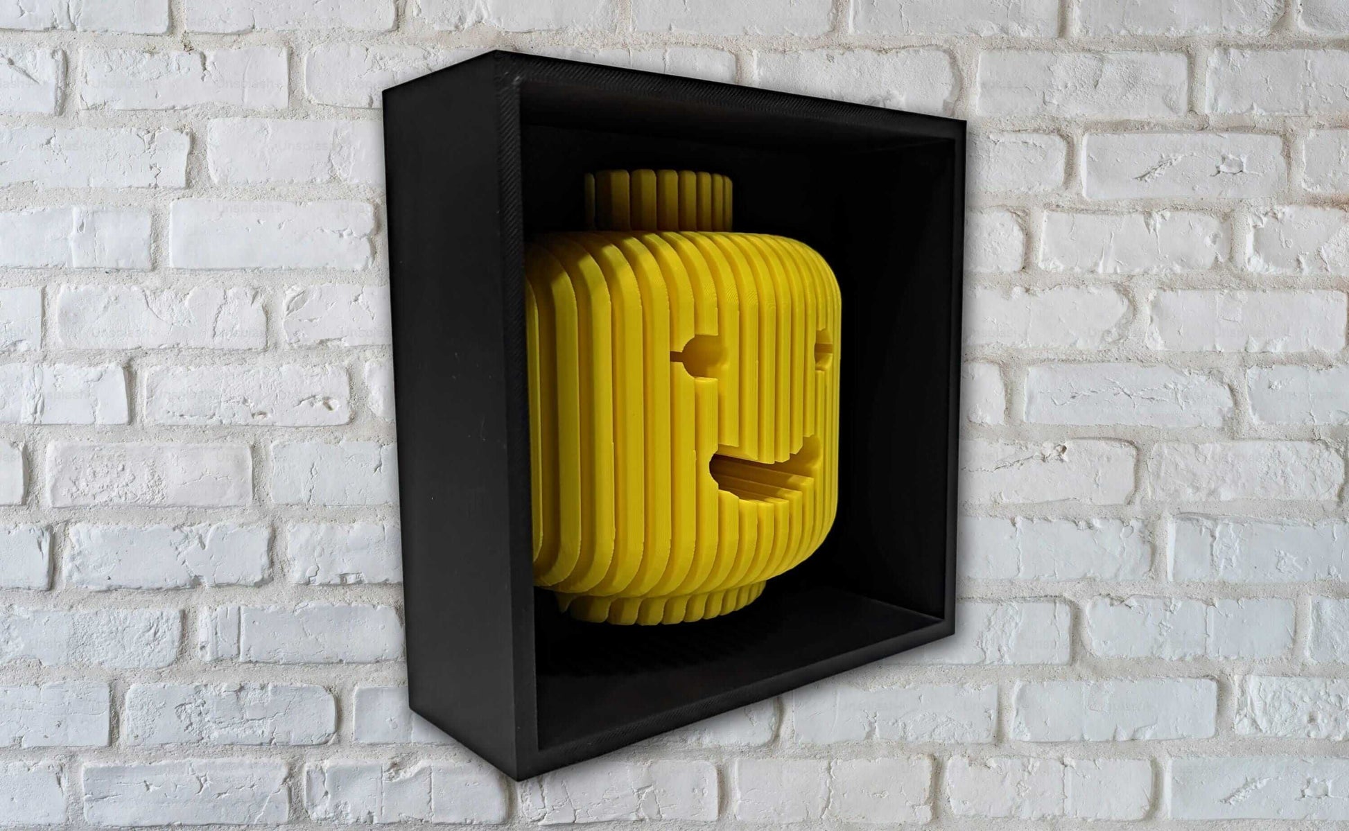 3D Brick Man Head Wall Art | Playful Game Room Decor-Digital Chaotik