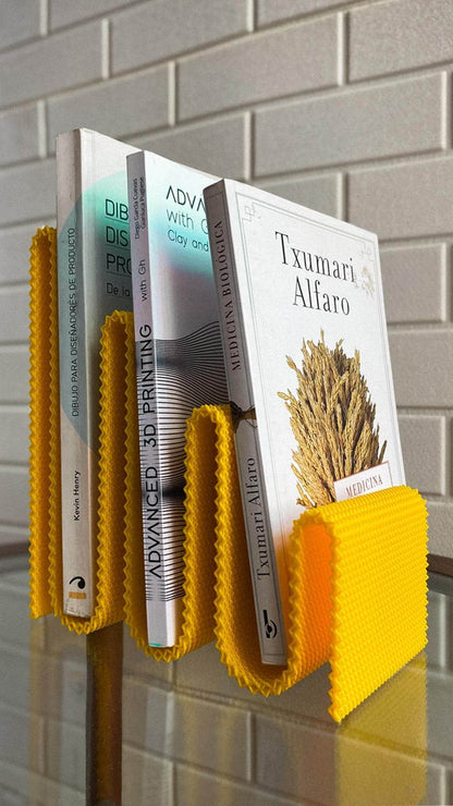 Modern Book Organizer | Sculptural Book Holder | Ripple Mesh Bookend | Minimal Desk & Shelf Decor | Home Office Storage-Digital Chaotik
