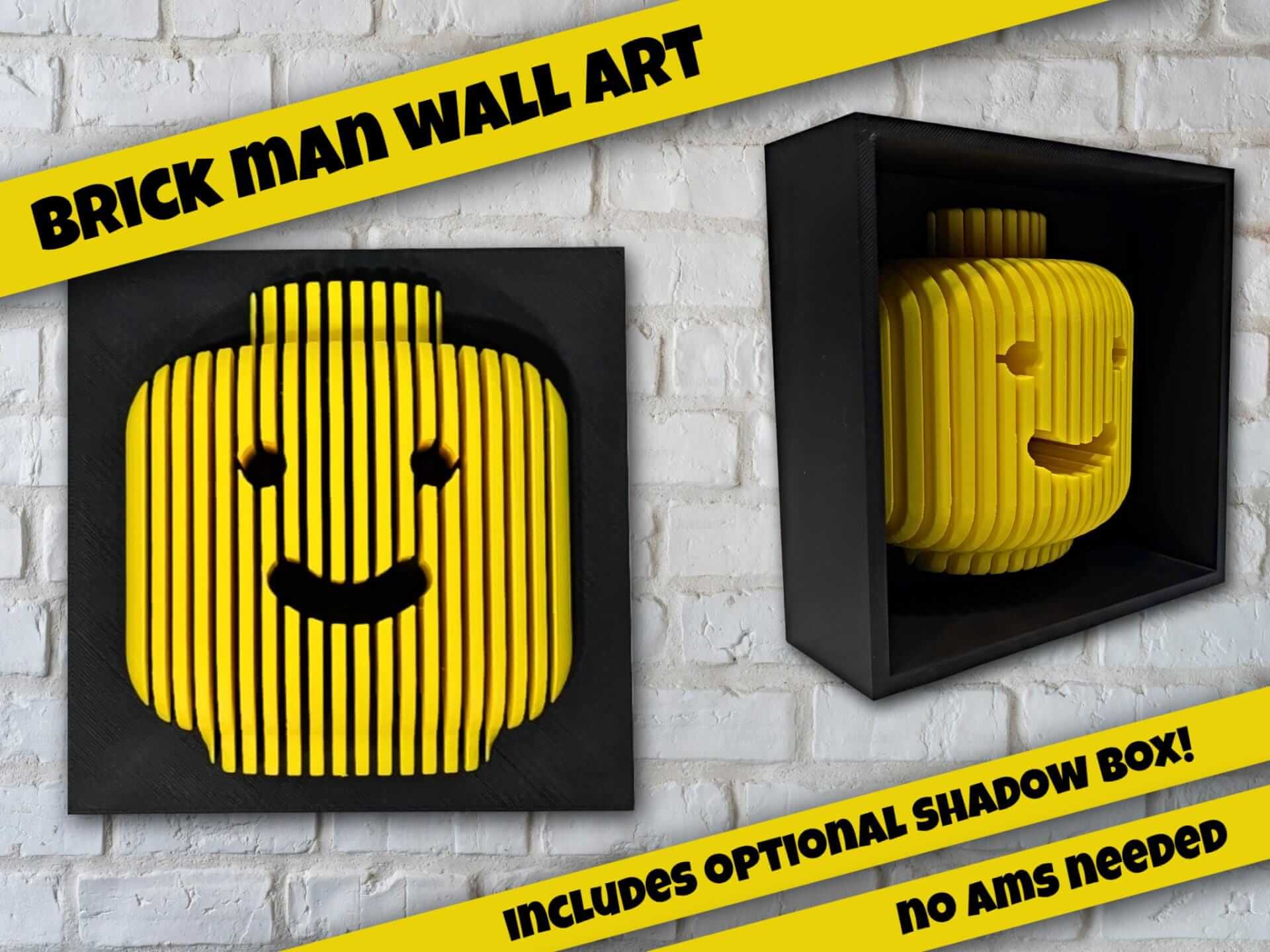 3D Brick Man Head Wall Art | Playful Game Room Decor-Digital Chaotik