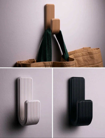 Set of 3 Modern Minimalist Wall Hooks | Ribbed Coat Hook | Scandinavian Wall Decor | 3D Printed Entryway Hook | Bathroom Towel Hook-Digital Chaotik