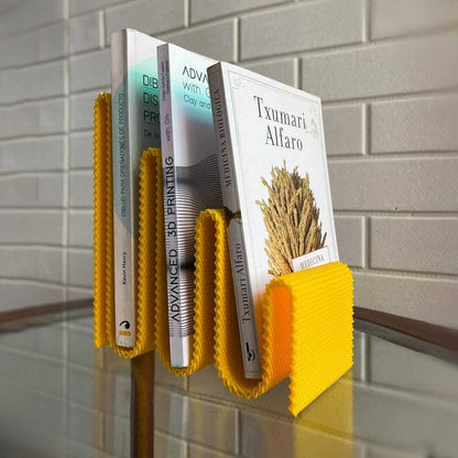 Modern Book Organizer | Sculptural Book Holder | Ripple Mesh Bookend | Minimal Desk & Shelf Decor | Home Office Storage-Digital Chaotik