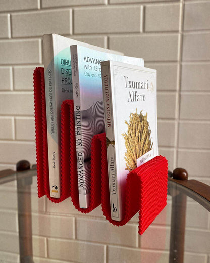 Modern Book Organizer | Sculptural Book Holder | Ripple Mesh Bookend | Minimal Desk & Shelf Decor | Home Office Storage-Digital Chaotik